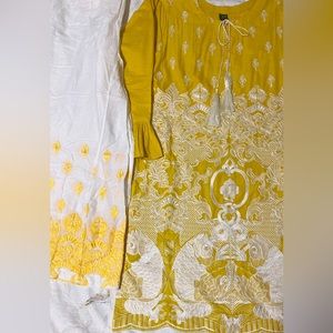 3piece lawn embroidered dress with plazo